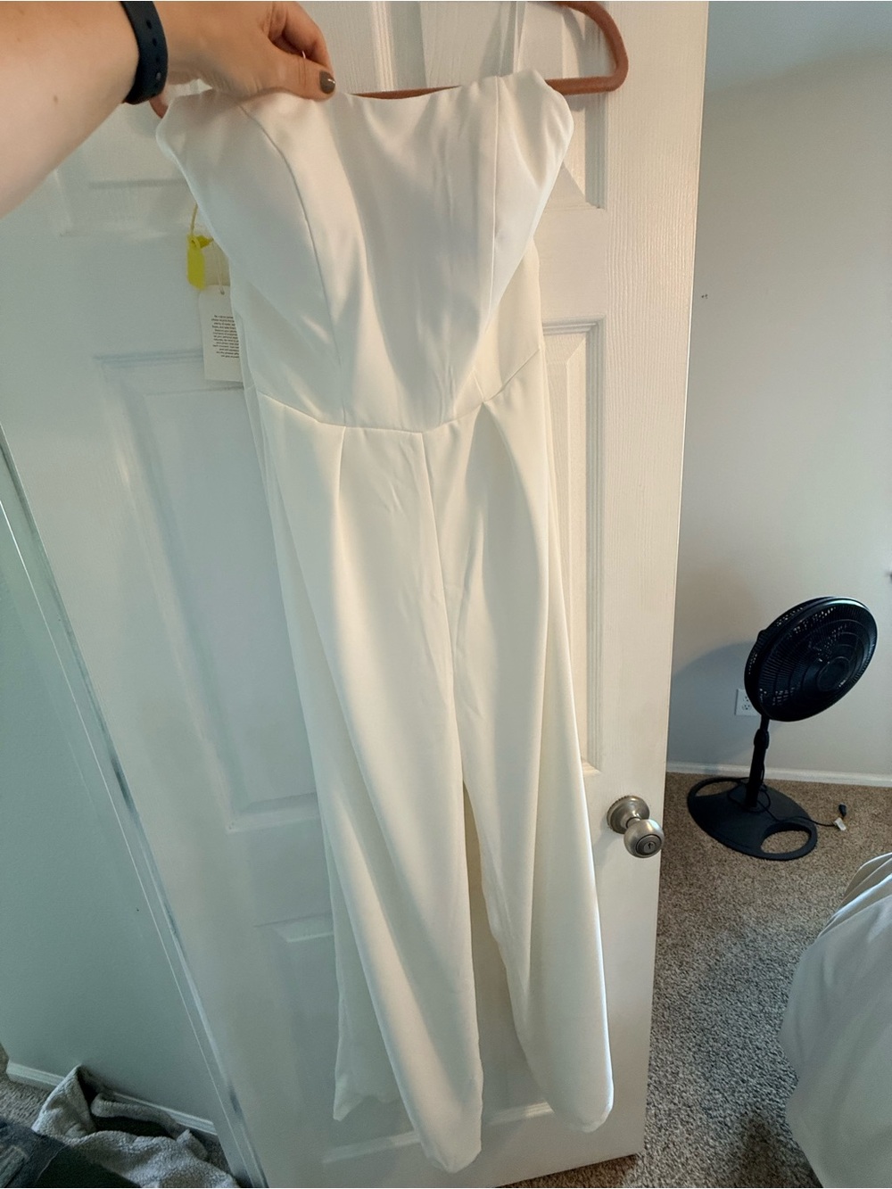 Milanoo Strapless White Bridal Jumpsuit